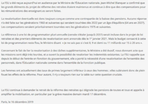 Projet "retraites" : Blanquer continue l'enfumage. Du flou...les enseignants d'EPS vont-ils se laisser berner par ses discours ?